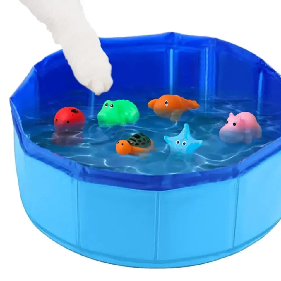 Foldable Cat & Dog Bath Pool with Fun Water Toys